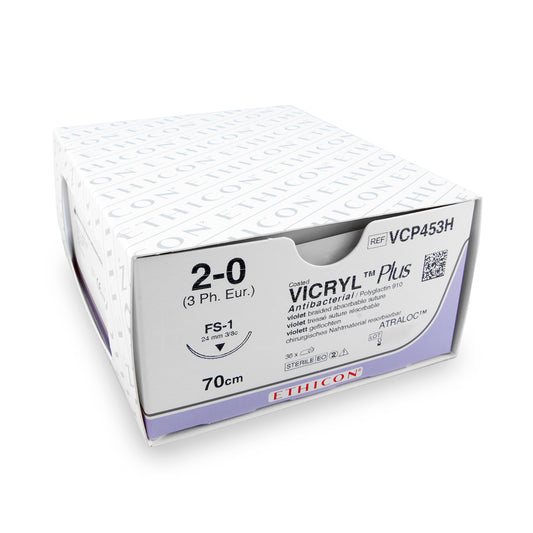 Hechtdraad Vicryl Plus (VCP453H, 2-0, 70cm, FS-1 naald) 36 stuks | InnovetDirect