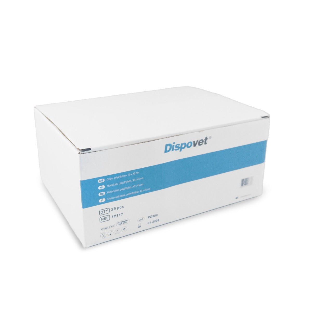 Dispovet - Champ stérile monocouche (vert, polyéthylène, 30x45 cm) - 25 pièces