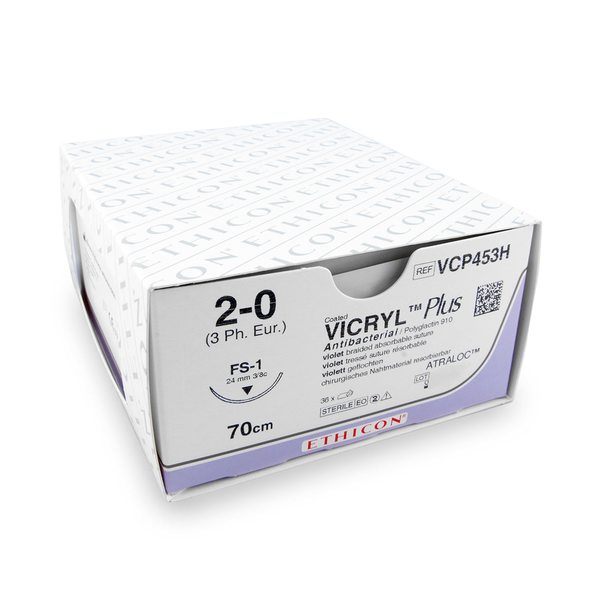 Hechtdraad Vicryl Plus (VCP453H, 2-0, 70cm, FS-1 naald) 36 stuks | InnovetDirect