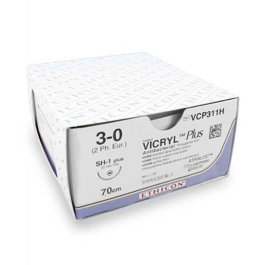 Hechtdraad Vicryl Plus (VCP311H, 3-0, 70cm, SH-1 naald) 36 stuks | Ethicon