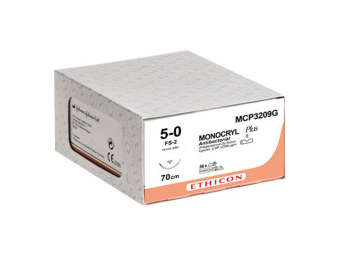 Ethicon Hechtdraad Monocryl Plus  (MCP3209G, met naald, FS-2,  19 mm,  3/8 gebogen reverse cutting) - 12 stuks