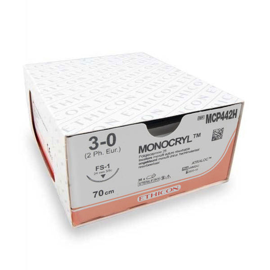 Hechtdraad Monocryl Plus (Y442H, 3-0, FS-1 naald, 70 cm) 36 stuks | Ethicon